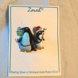 Zarah Sterling Silver Enamel Penguin Pin